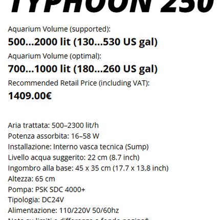 Ultra reef Typhoon 250 - protein skimmer